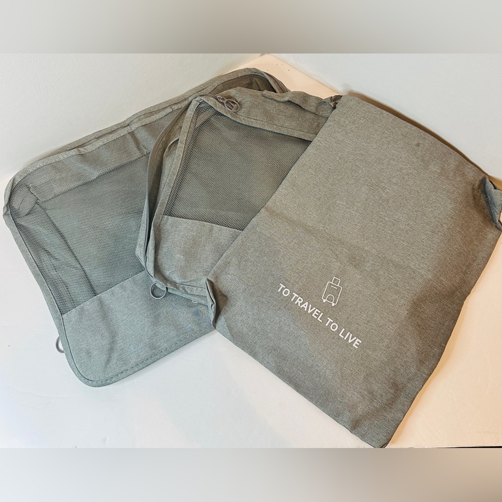 Gray 3 Piece Set Travel Packing Cubes for Suitcases Organizing or Storage